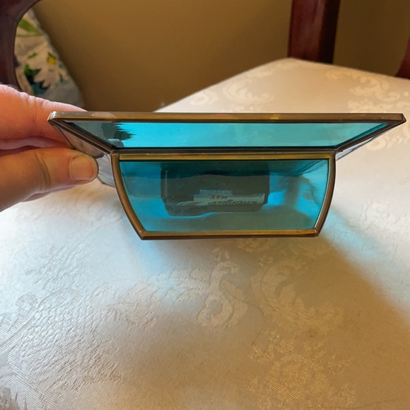 Stunning etched  stained glass/brass clock with satin hummingbirds, works - Picture 8 of 10